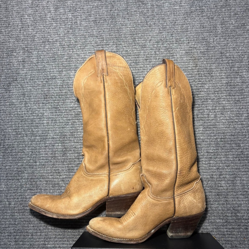 Abilene Tan Genuine Elk Leather Western Cowboy Boots 51070 Mens 9 M